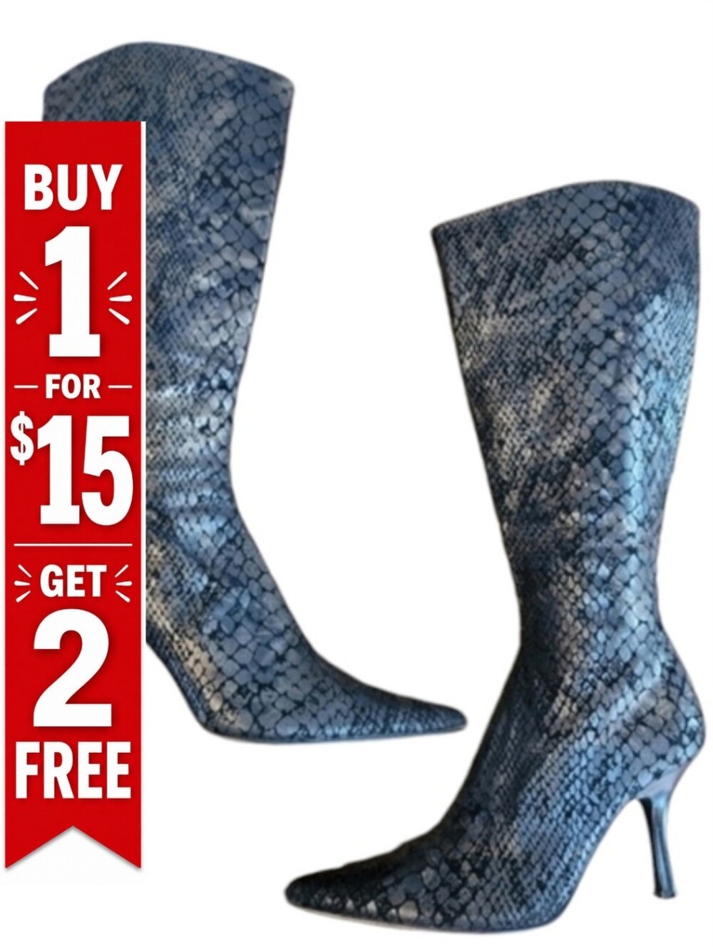 IMPO STRETCH SNAKESKIN BOOTS Anthony‎ Women's 6